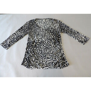 Chicos Travelers Size 2 Large Crossover Top Tunic Abstract Animal Print Artsy